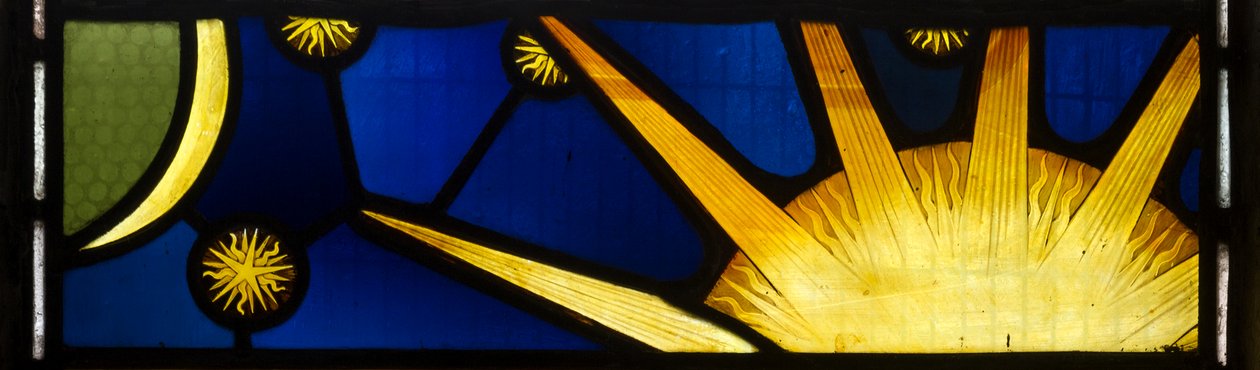 Sol og måne, skabelse, Te Deum, østvindue, ca. 1888 af John William Brown