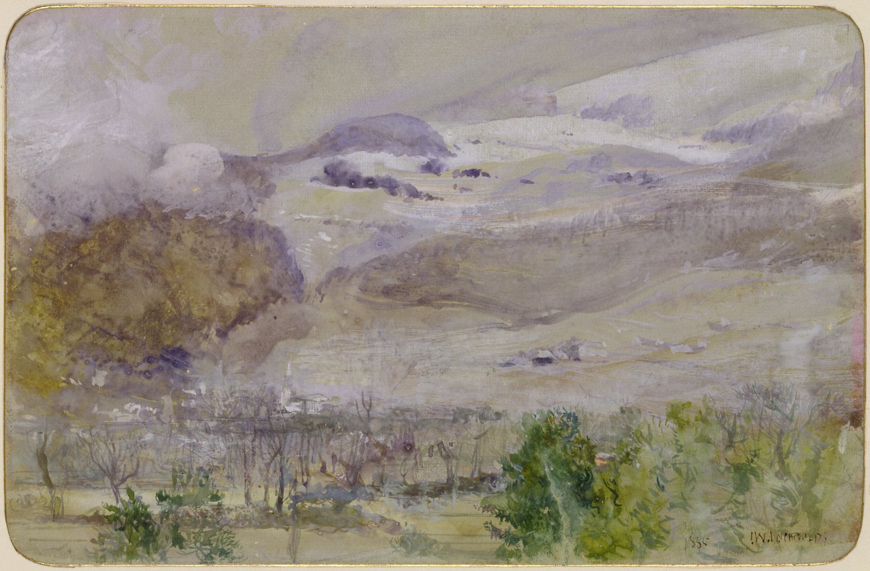 Swiss Valley Landscape, 1885 (wc und gouache på papir) af John William Inchbold