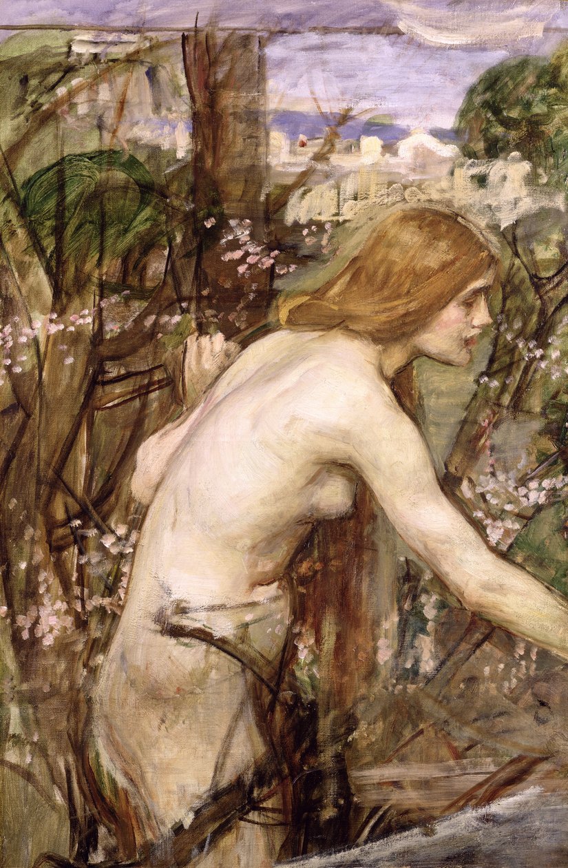 Blomsterplukkeren (olie på lærred lagt om bord) af John William Waterhouse