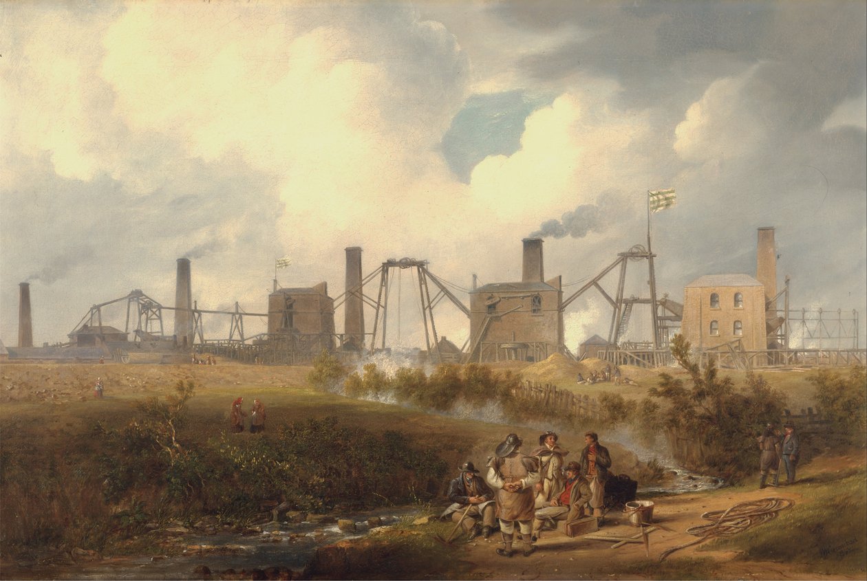 En udsigt over Murton Colliery nær Seaham, County Durham af John Wilson Carmichael
