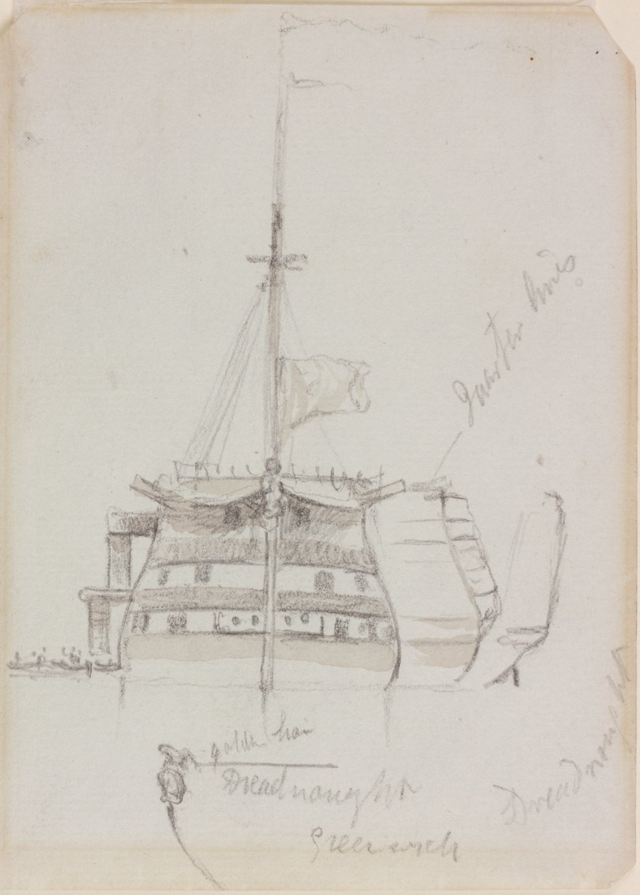 Dreadnought (blæk (brunt) og blyant på papir) af John Wilson Carmichael