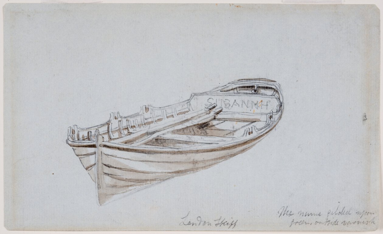 London Skiff (blyant og akvarel på papir (blå)) af John Wilson Carmichael