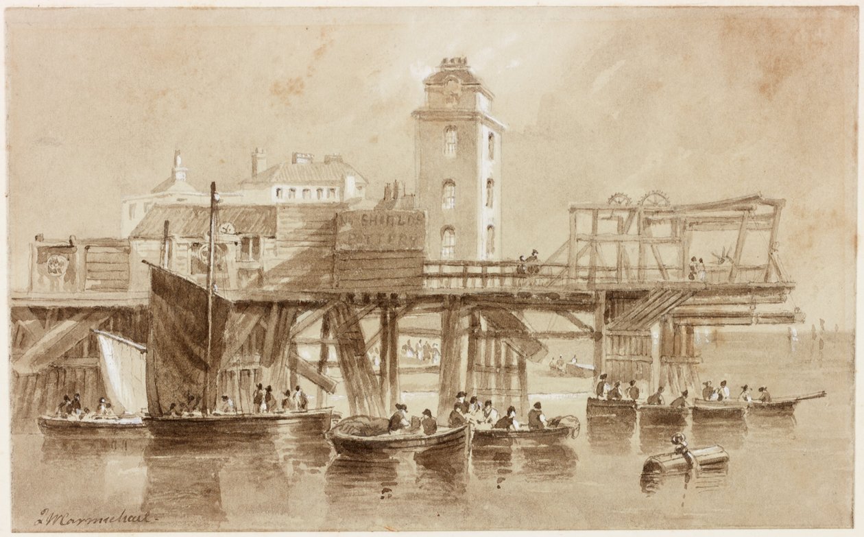 The Low Light, North Shields (pen og blæk og blyant på papir) af John Wilson Carmichael