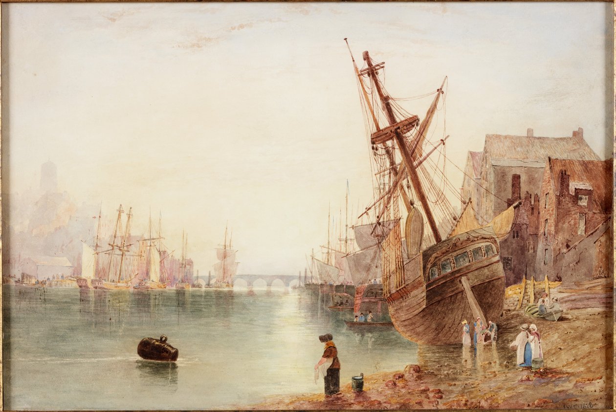 The Tyne 1828 (akvarel på papir) af John Wilson Carmichael