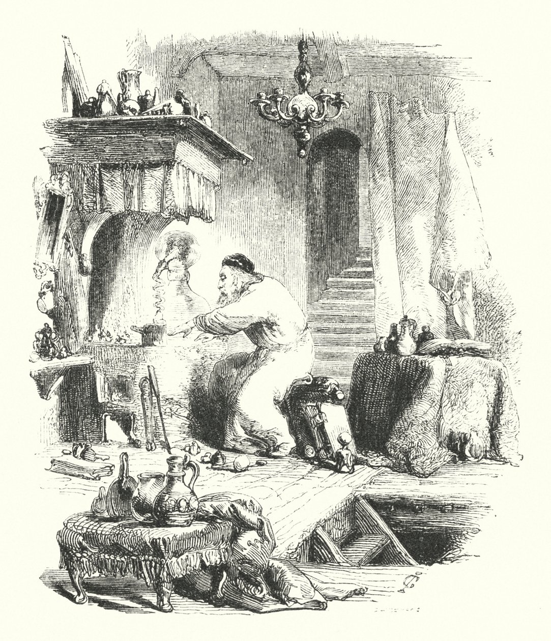 Alkymisten (gravering) af John (after) Gilbert