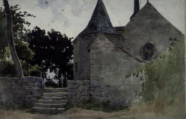 Udsigt over en kirke, 1800-tallet af John Absolon