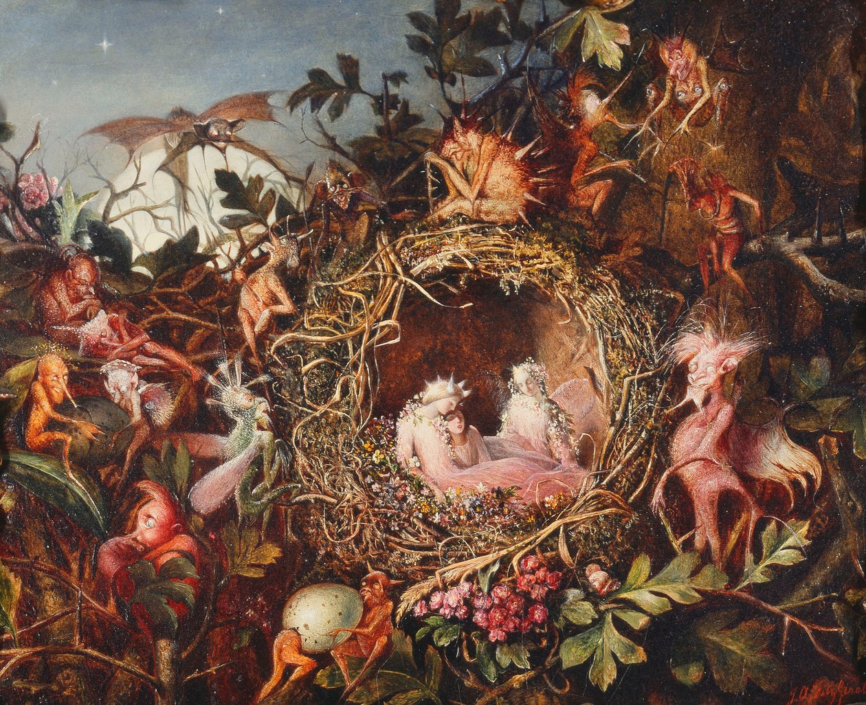 Feer i en fuglerede, ca. 1860 af John Anster Fitzgerald