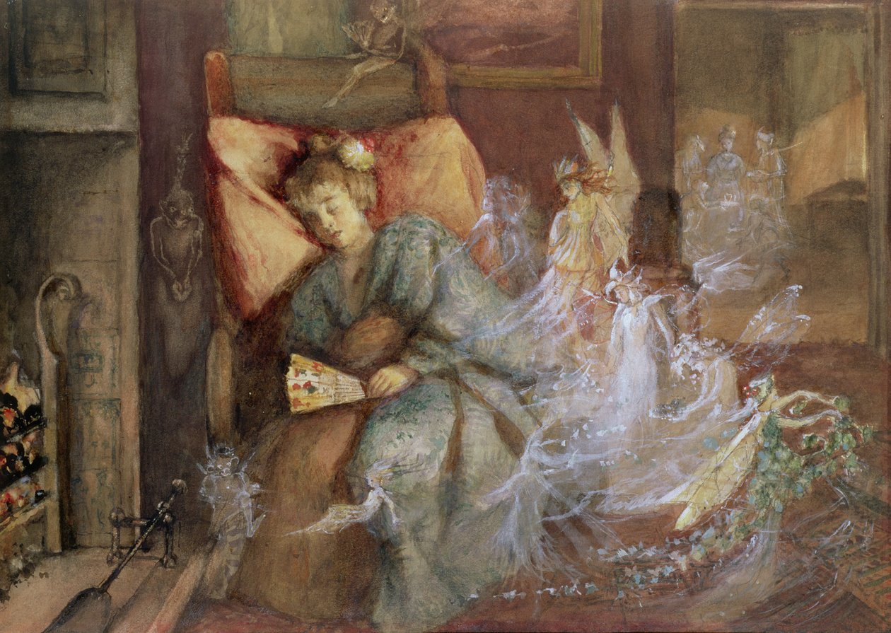 Drømmen (wc, gouache på papir) af John Anster Fitzgerald
