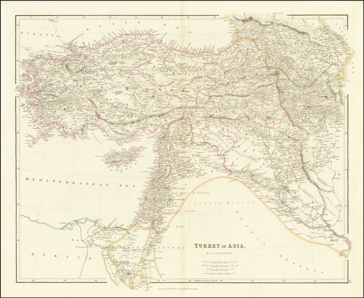 1840-kort over Tyrkiet i Asien af John Arrowsmith