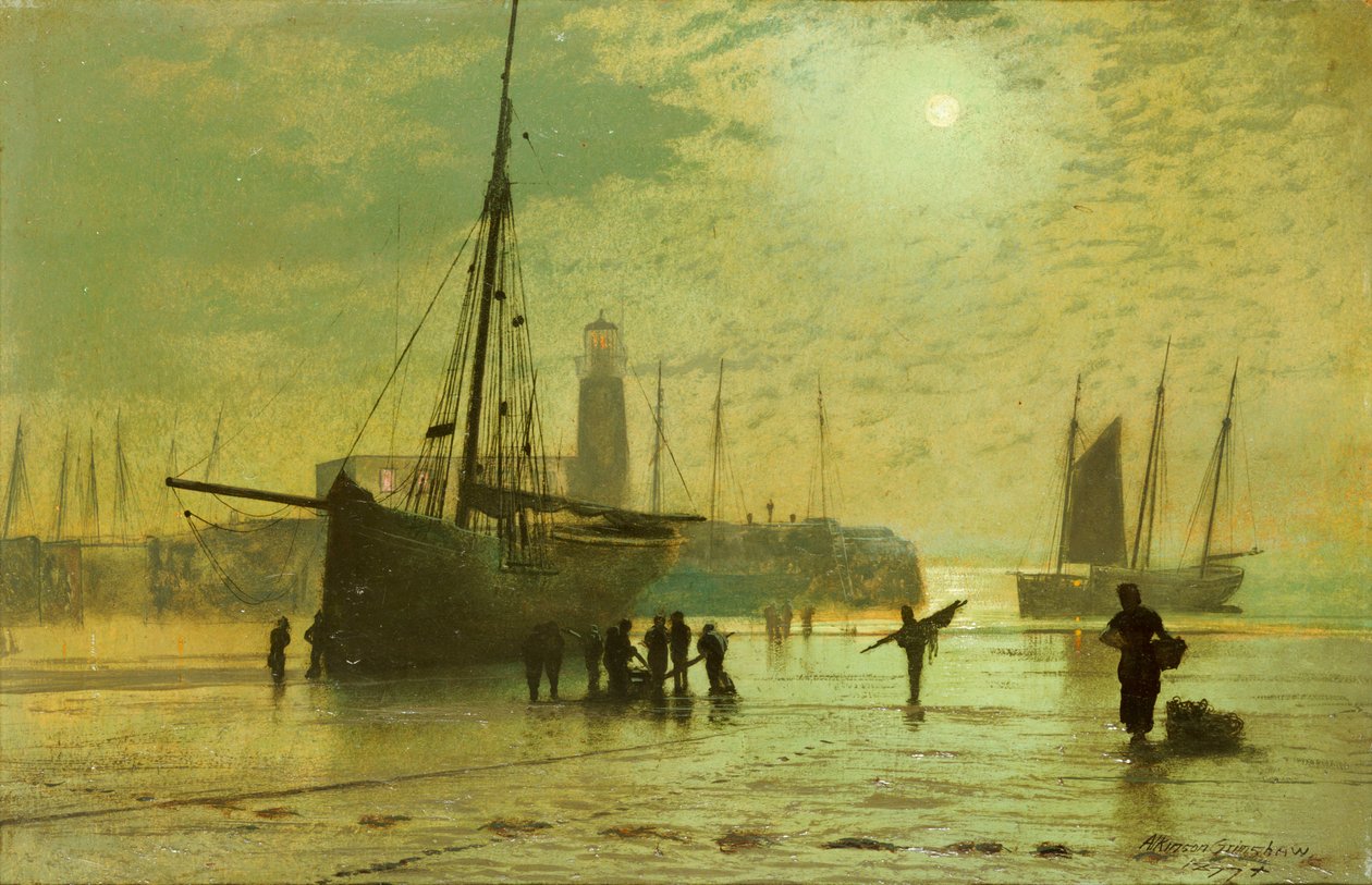 Fyrtårnet i Scarborough, 1877 af John Atkinson Grimshaw