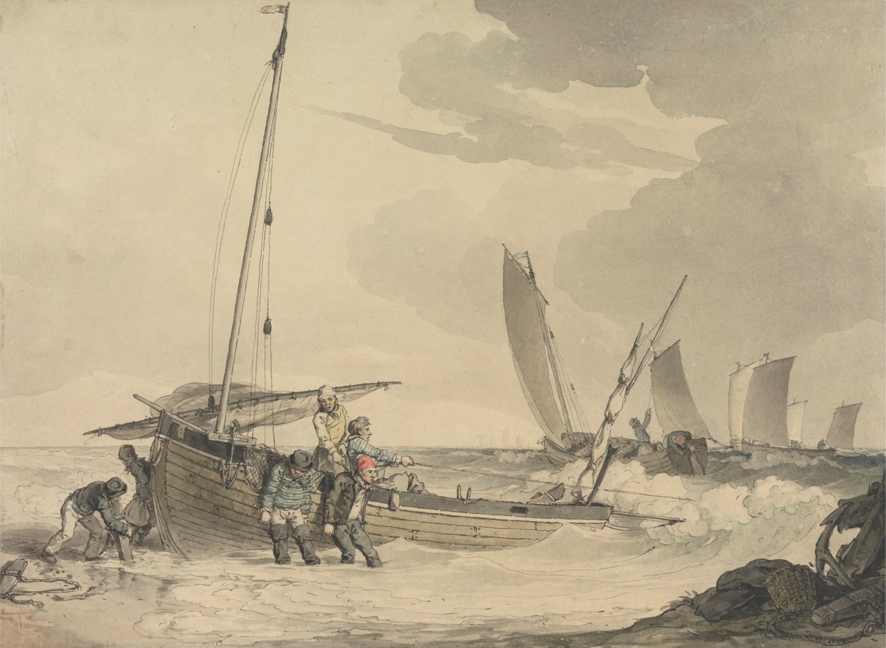 Fisker sætter ud på havet af John Augustus Atkinson