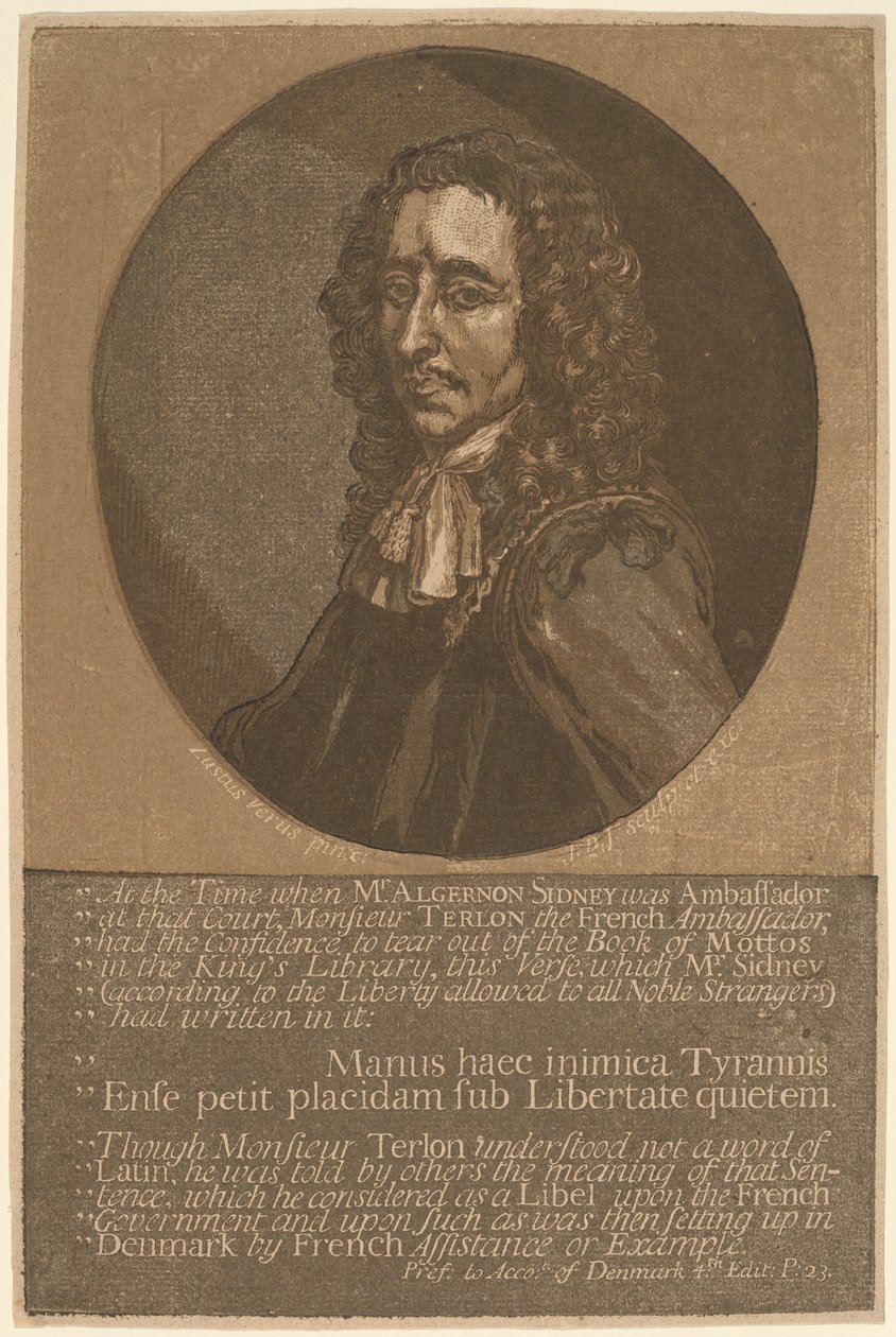 Algernon Sidney af John Baptist Jackson, after Justus van Verus