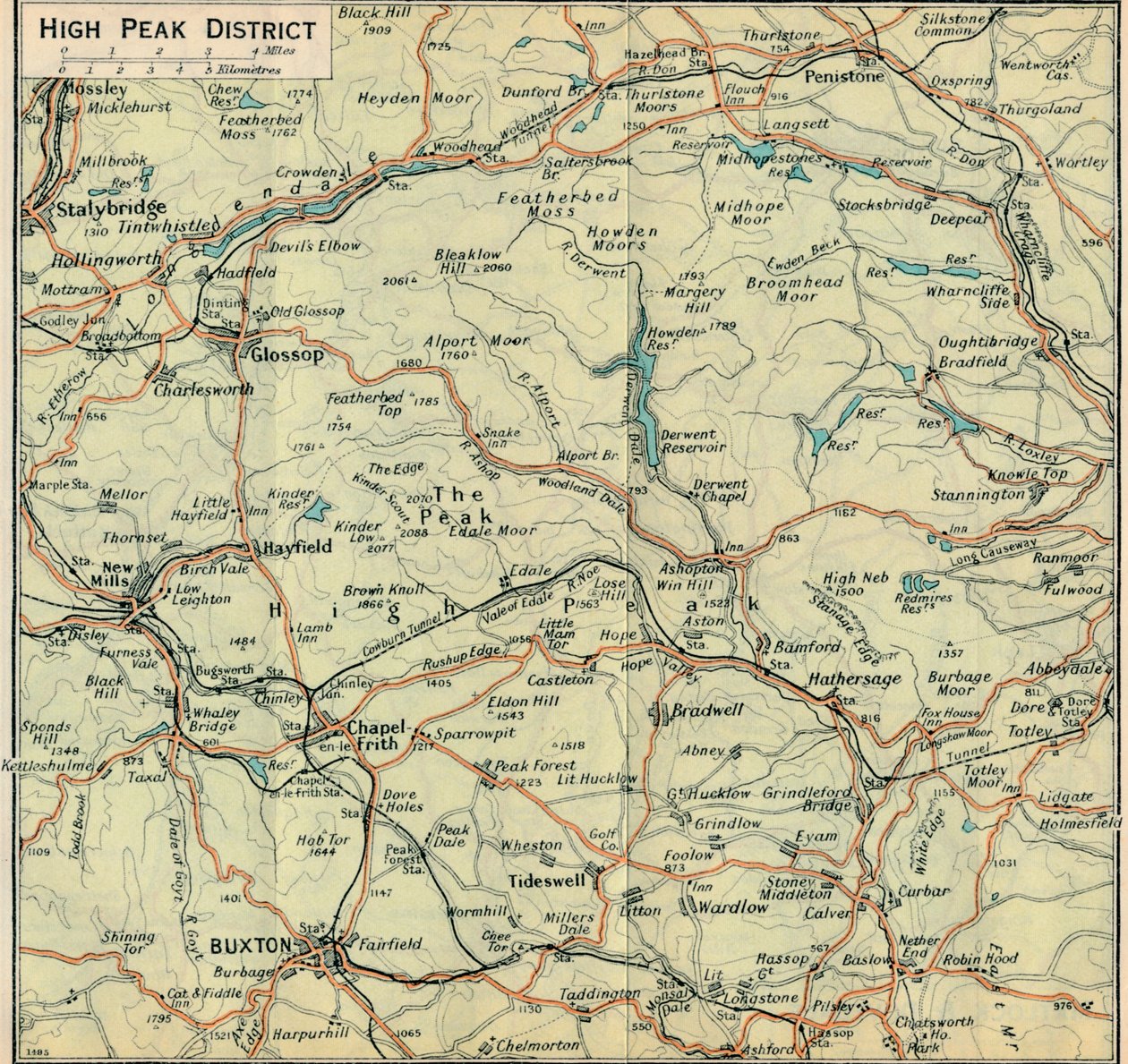 High Peak District, det 20. århundrede af John Bartholomew