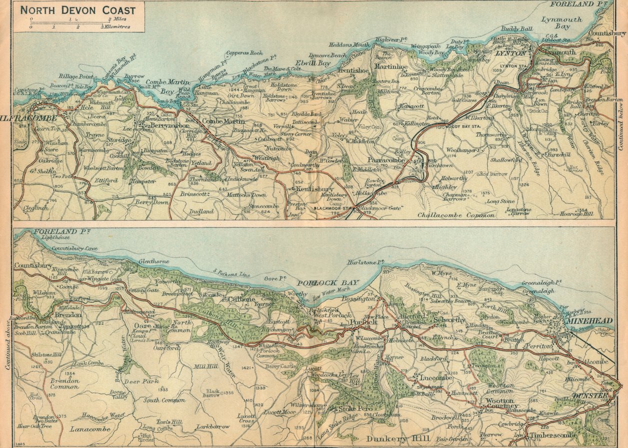 North Devon Coast, c20th Century af John Bartholomew
