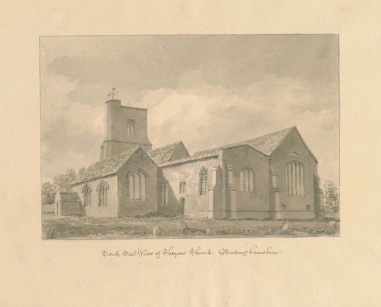Buckinghamshire - Chenies Church: sepia drawing, 1824dani af John Buckler