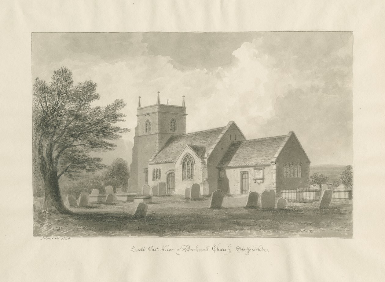 Bucknall Church: sepia tegning af John Buckler