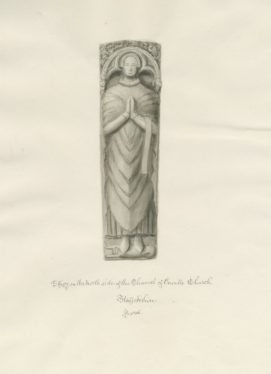 Enville Kirke - Billede: sepia tegning af John Buckler