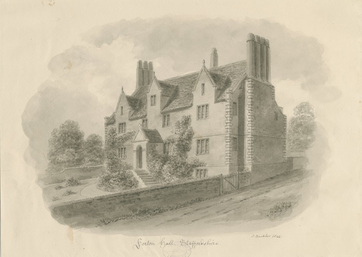 Forton Hall: vasketegning af John Buckler