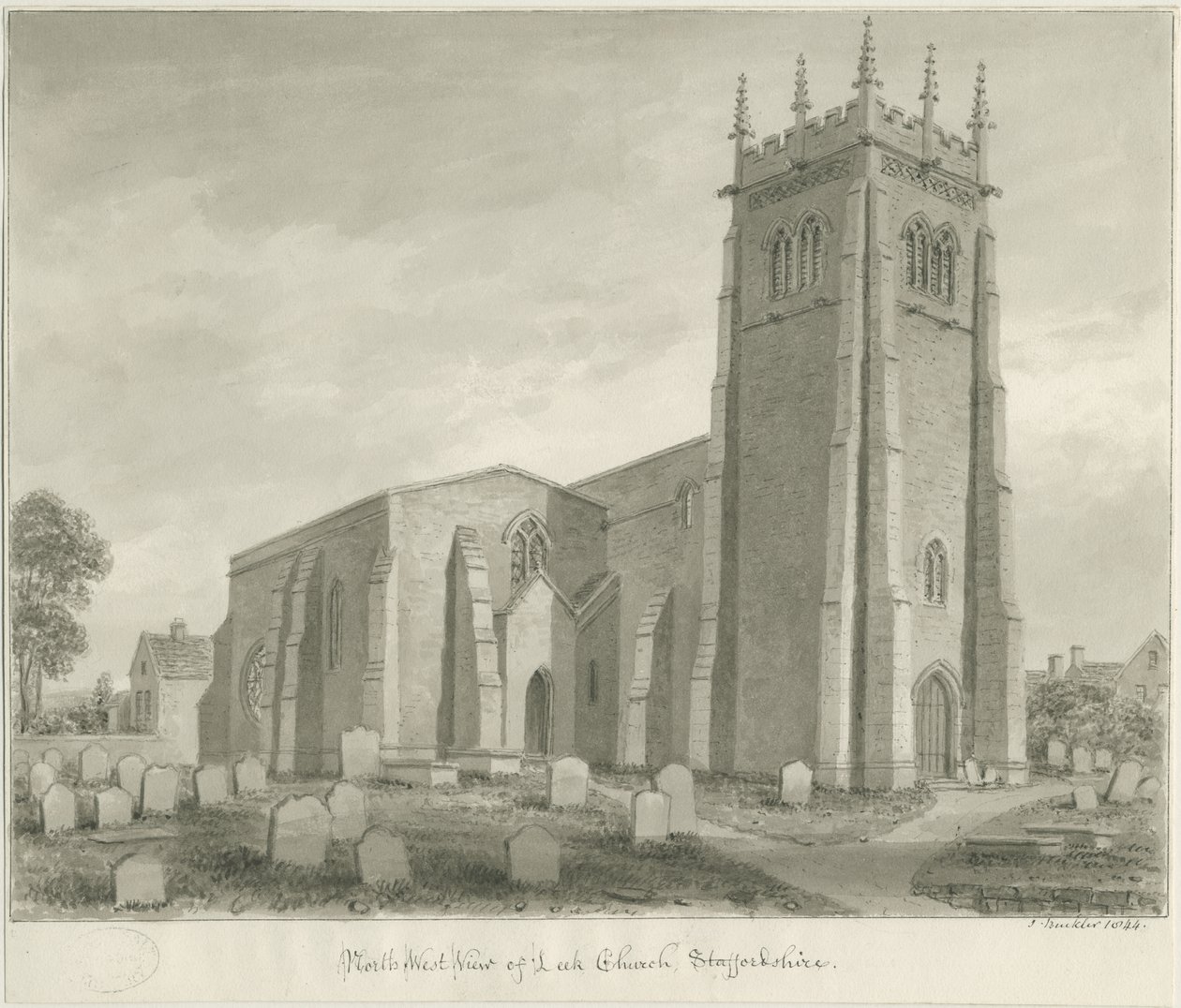 Porre Kirke: sepia tegning af John Buckler