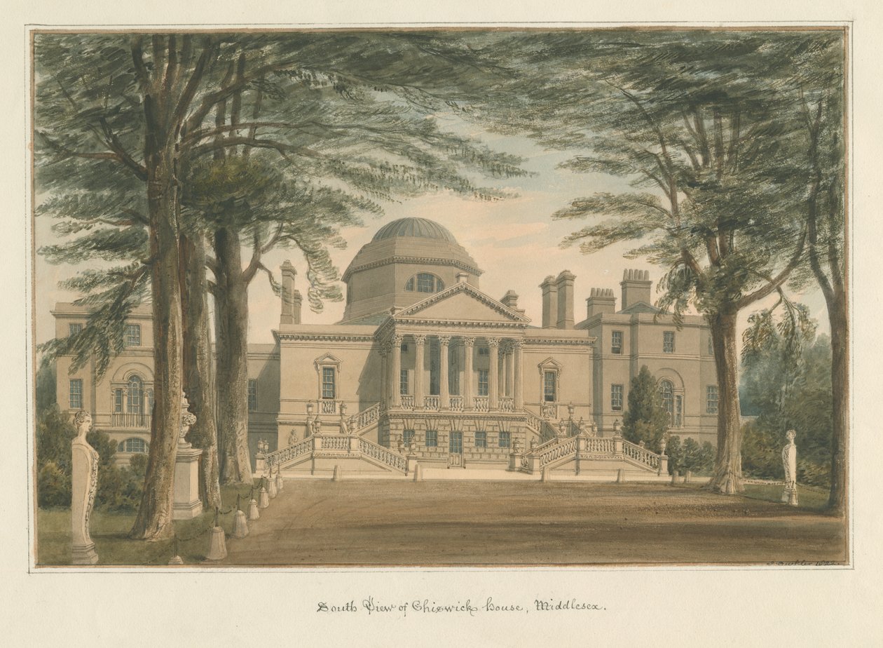 Middlesex - Chiswick House, 1822 af John Buckler