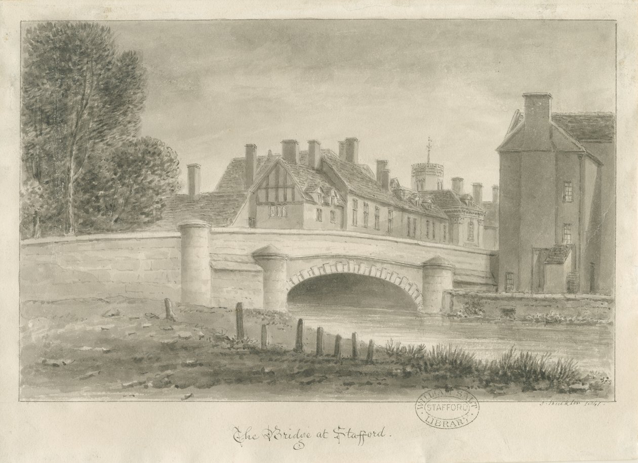 Stafford - Bridge: sepia tegning af John Buckler