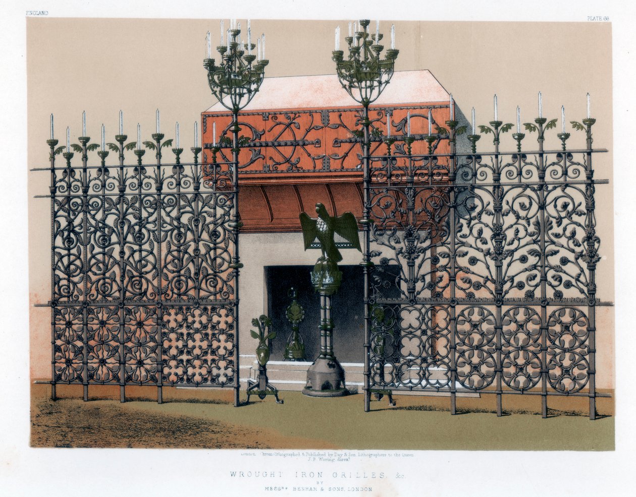 Smedejernsgitter, 1800-tallet. af John Burley Waring