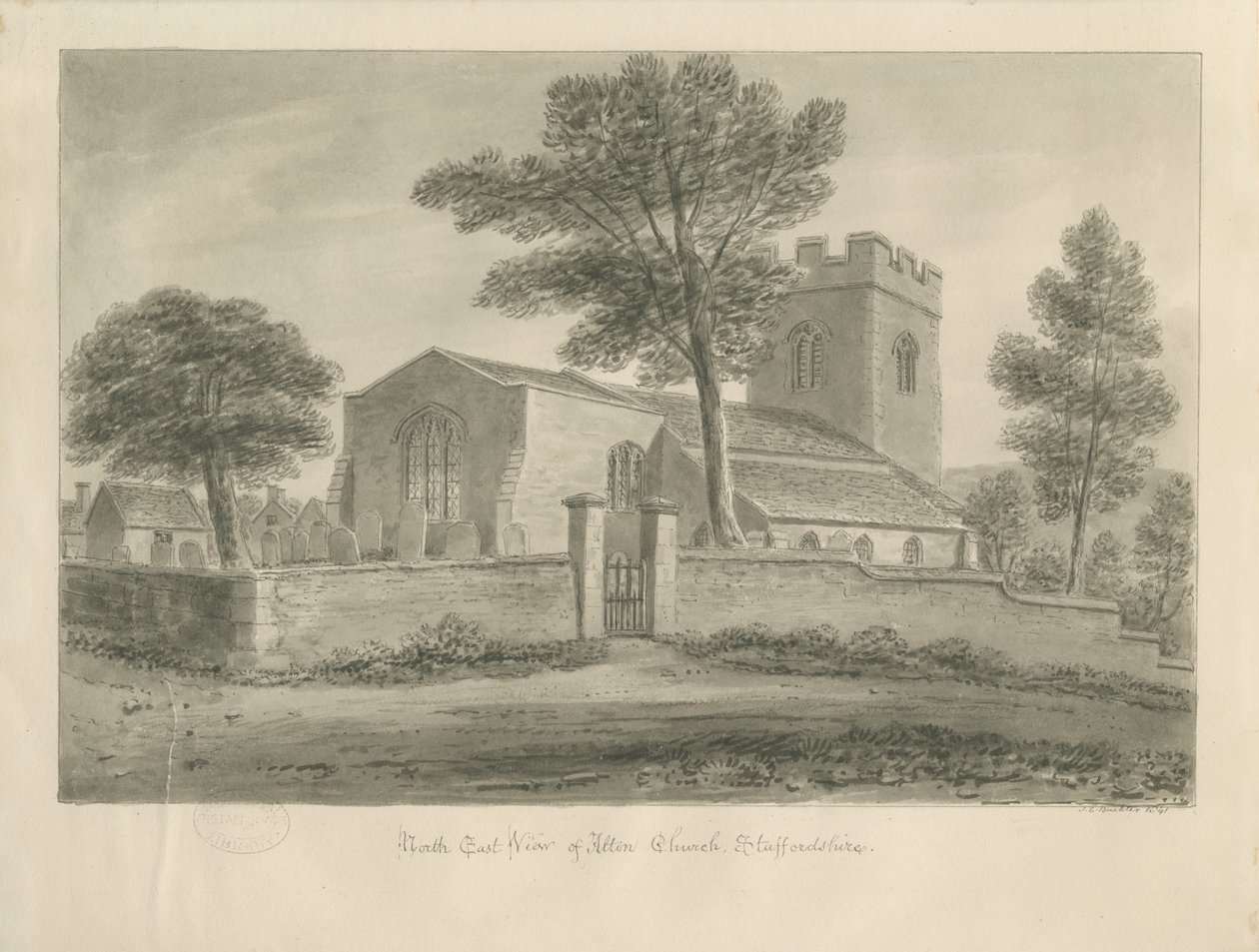 Alton Church: sepia drawing, 1841dani af John Chessell Buckler