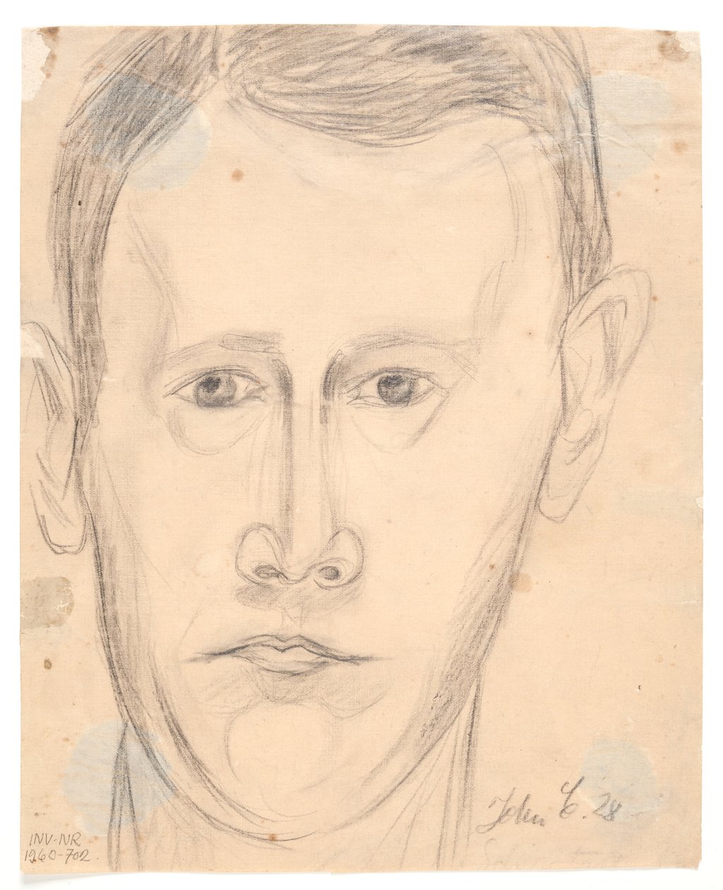 Selvportræt en face af John Christensen