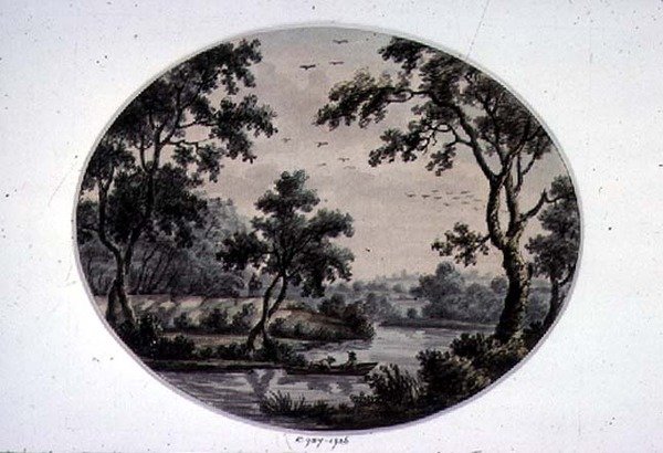 Flodscene (tegning) af John Collet