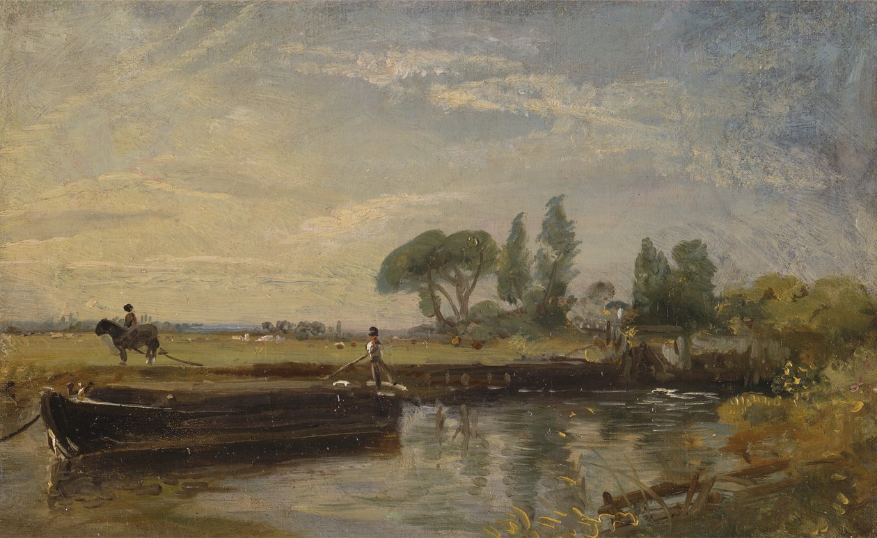 Pram under Flatford Lock, ca. 1810. af John Constable