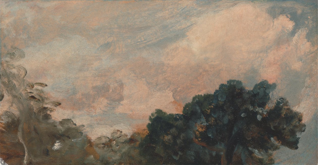 Skystudie med træer af John Constable