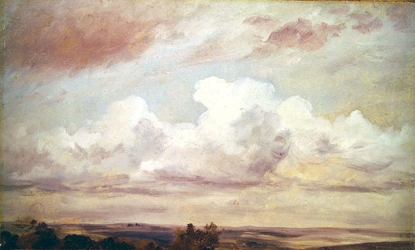 Omfattende landskab (olie på lærred) af John Constable