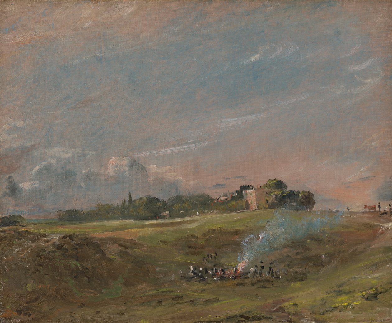 Hampstead Heath, med et bål af John Constable