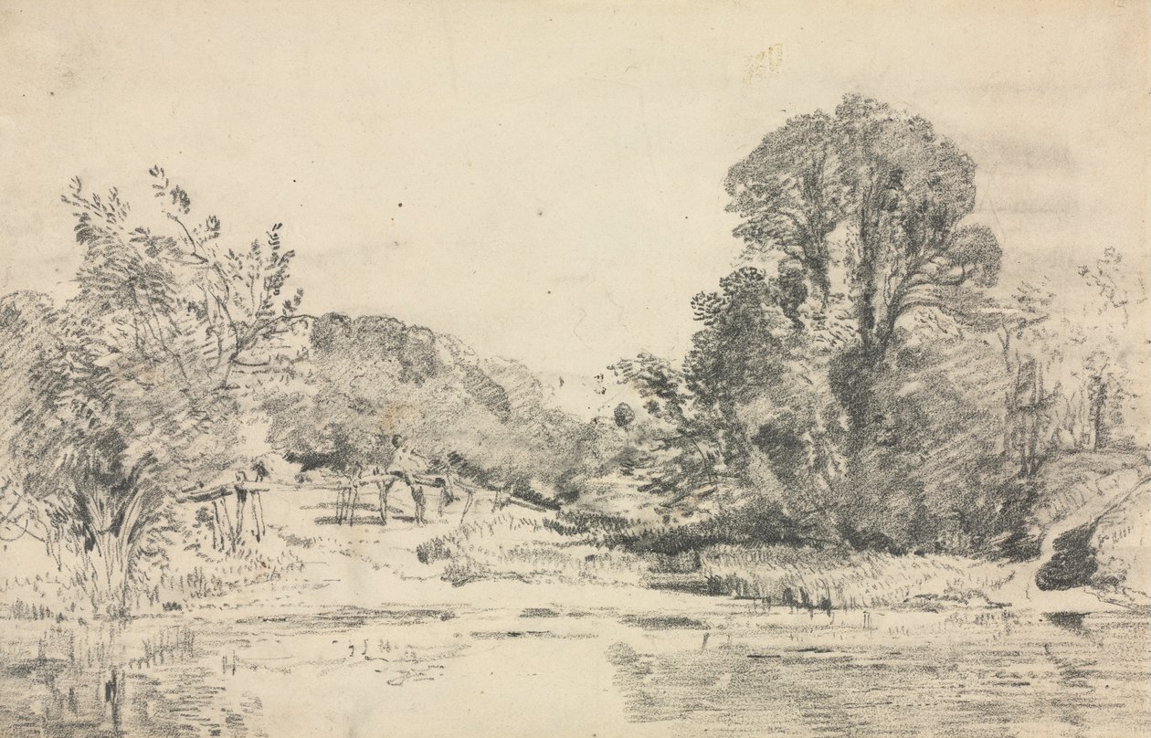 Landskab med træer omkring en dam af John Constable