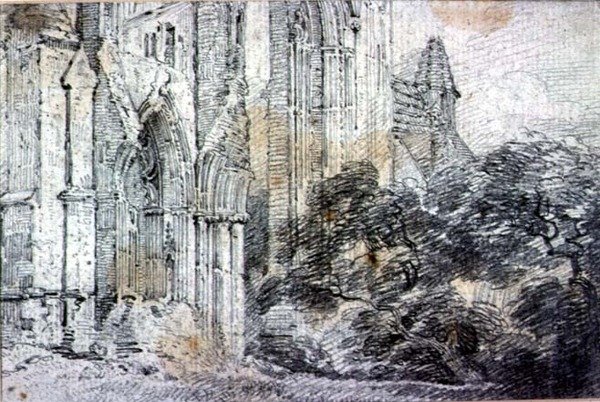Ruiner af en kirke (tegning) af John Constable