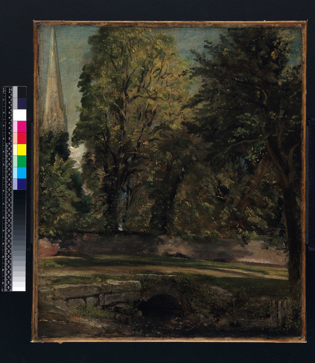 Salisbury Cathedral set over den tætte mur af John Constable