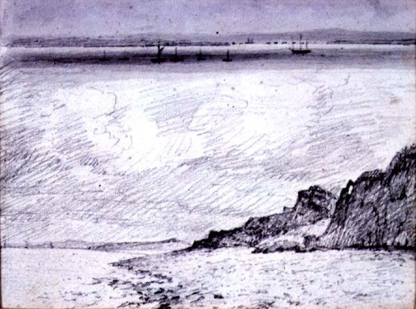 Sheerness; Kystscene nær Southend, 1814 (tegning) af John Constable