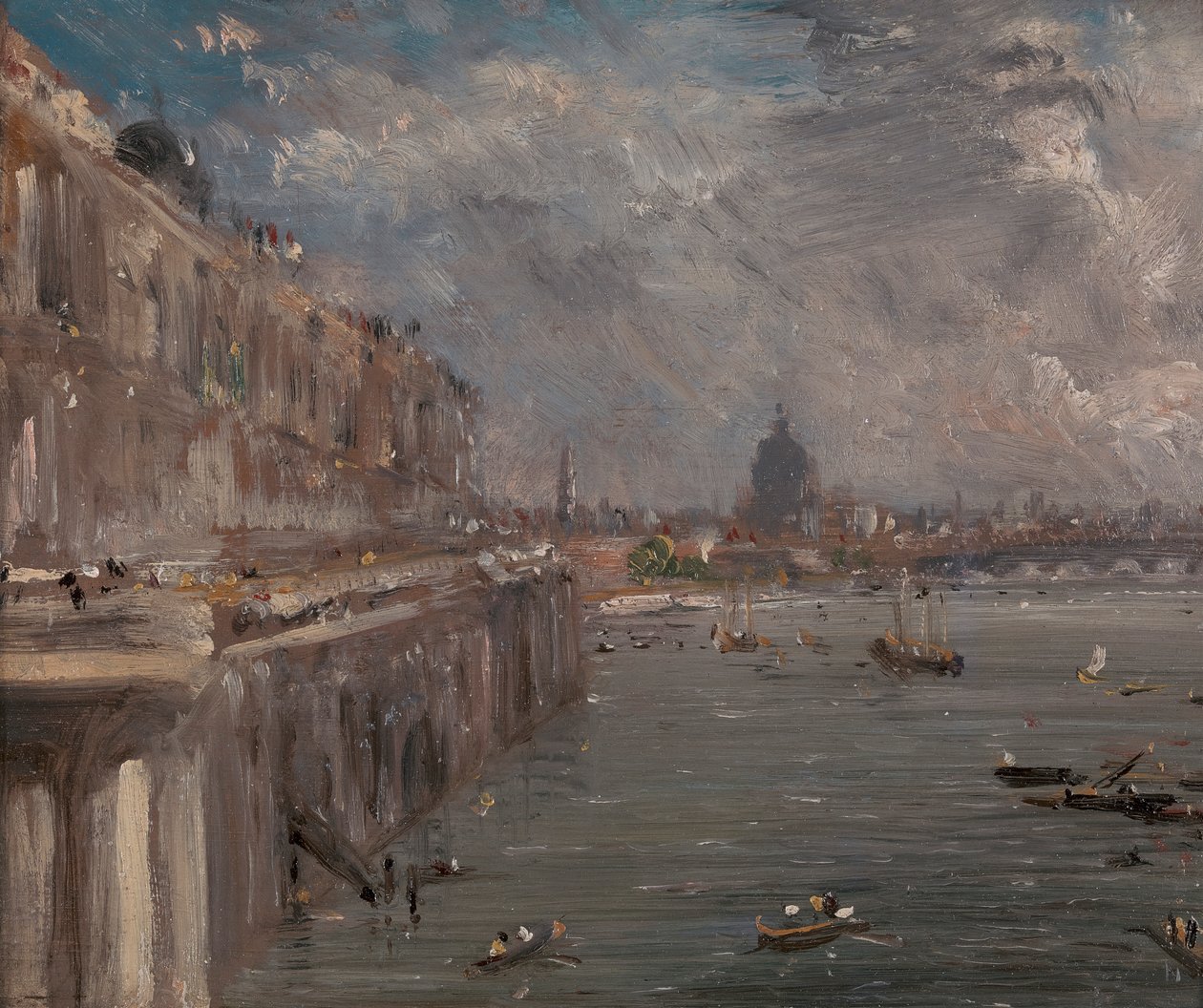 Somerset House Terrace fra Waterloo Bridge af John Constable