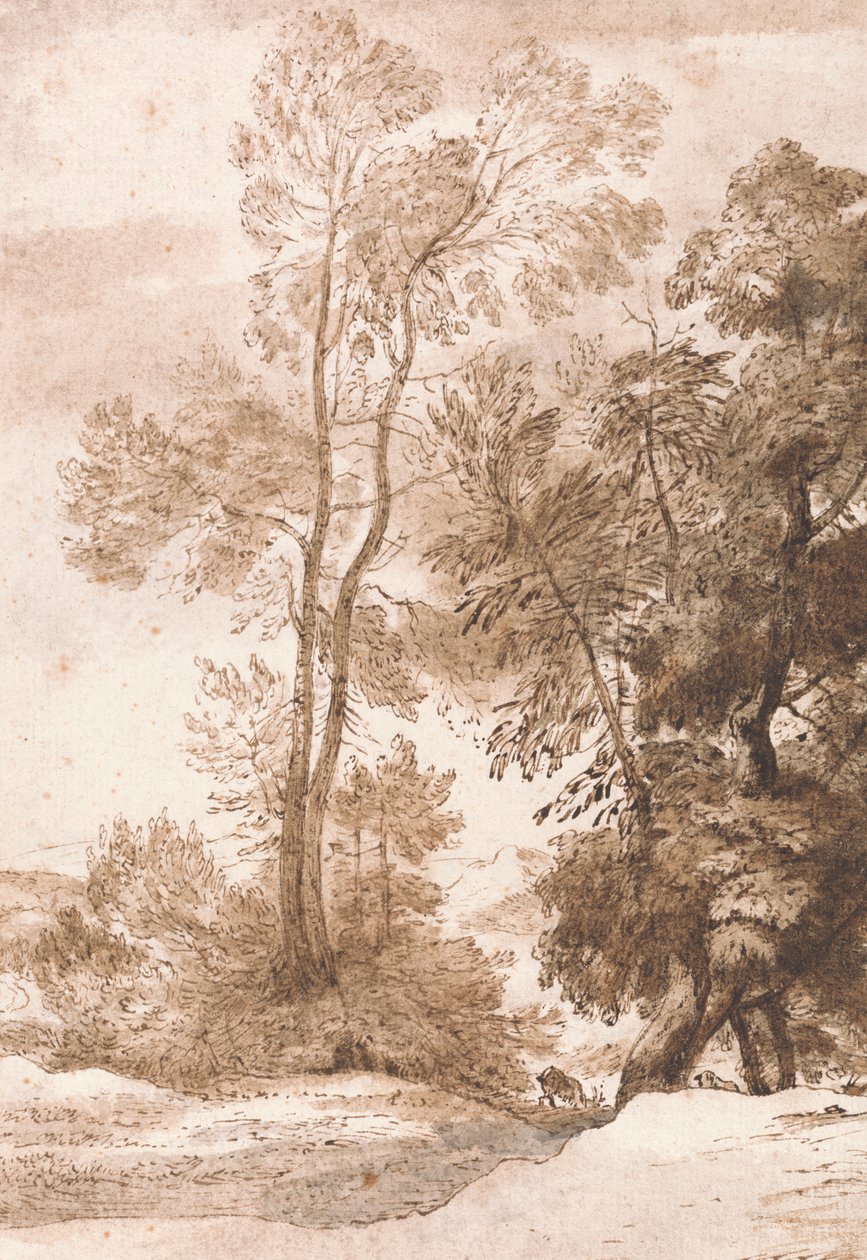 Træer og hjorte af John Constable
