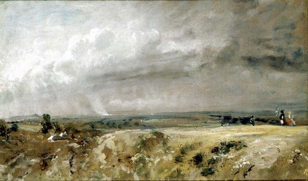 Udsigt på Hampstead Heath (olie på lærred) af John Constable
