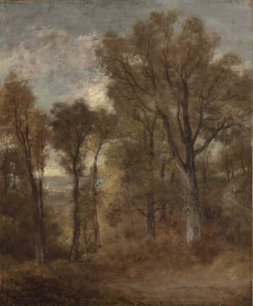 Skovscene med udsigt over Dedham Vale, ca. 1802-03 af John Constable