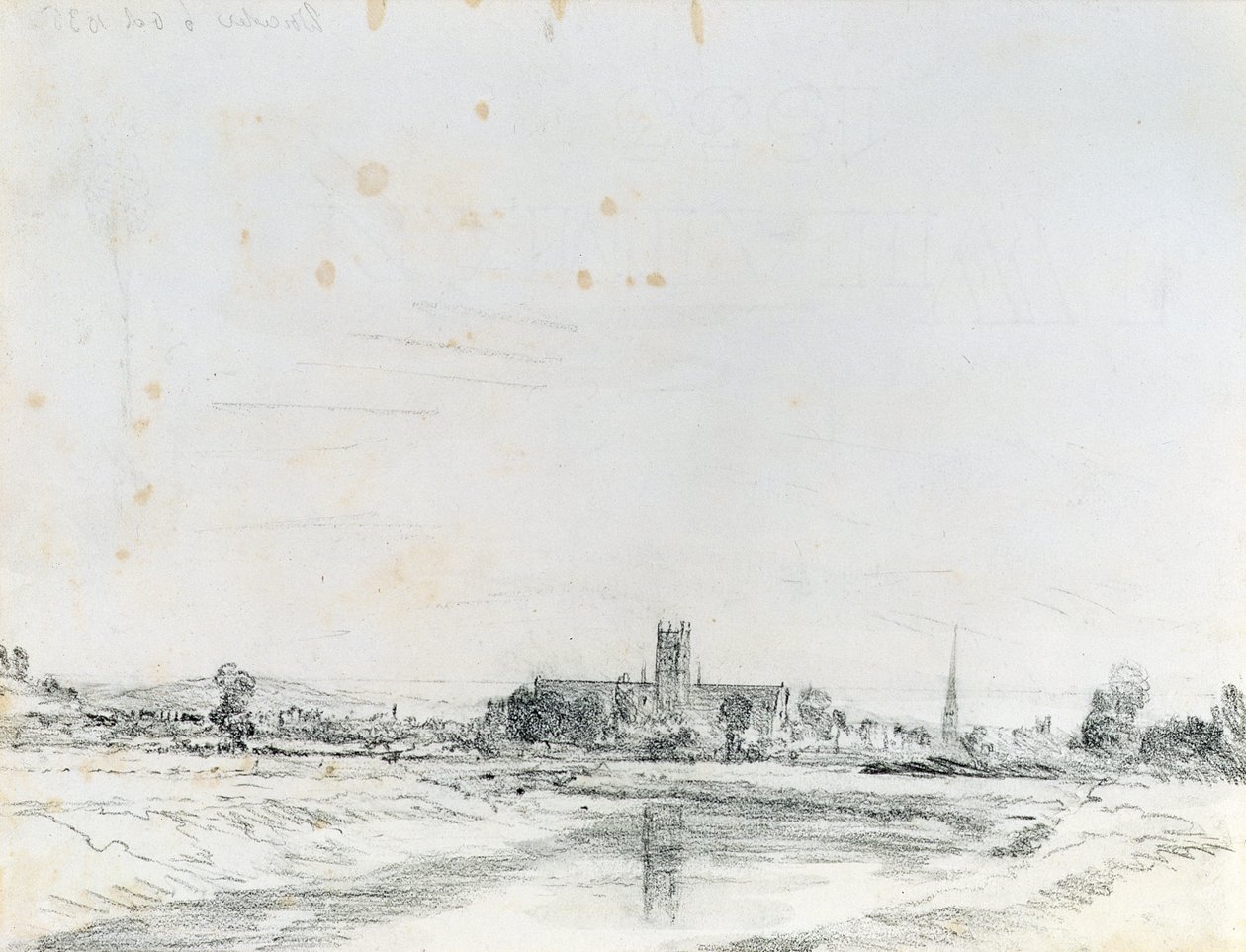 Worcester Cathedral fra syd (blyant) af John Constable
