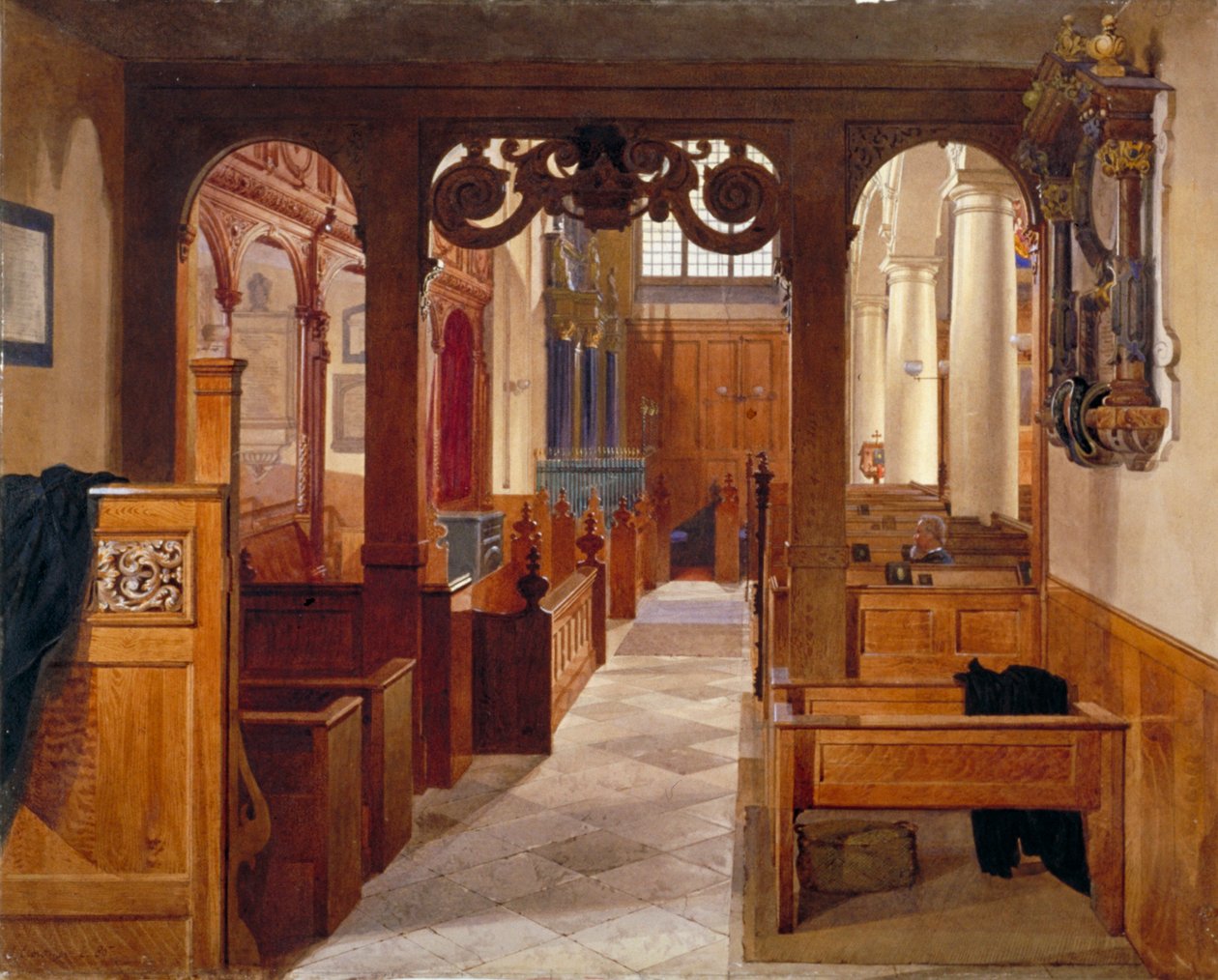 Interiør af Charterhouse Chapel, London, 1885. af John Crowther