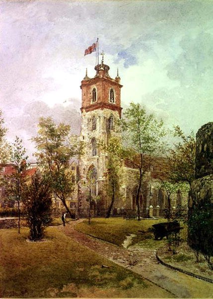 Sydvestlig visning St. Giles, Cripplegate af John Crowther