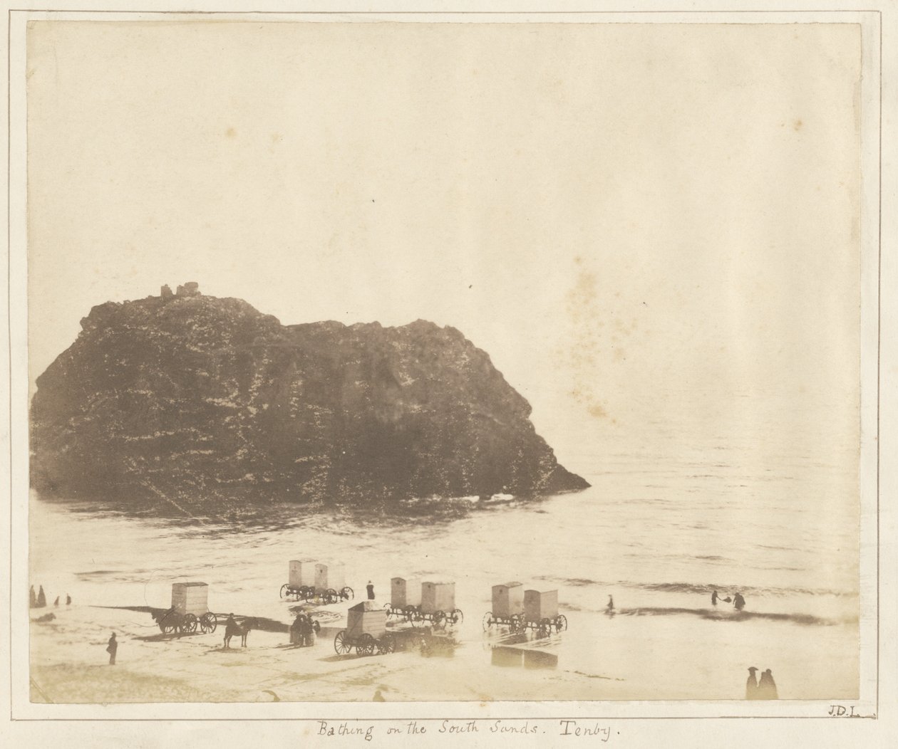 Badning på South Sands, Tenby. af John Dillwyn Llewelyn