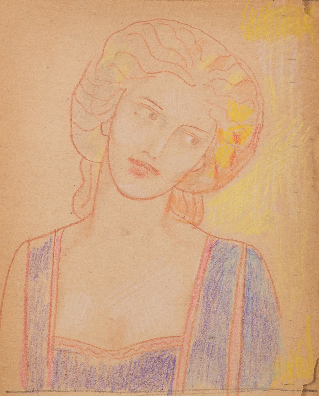 Uden titel [Kvindelig middelalderfigur] (blyant) af John Duncan