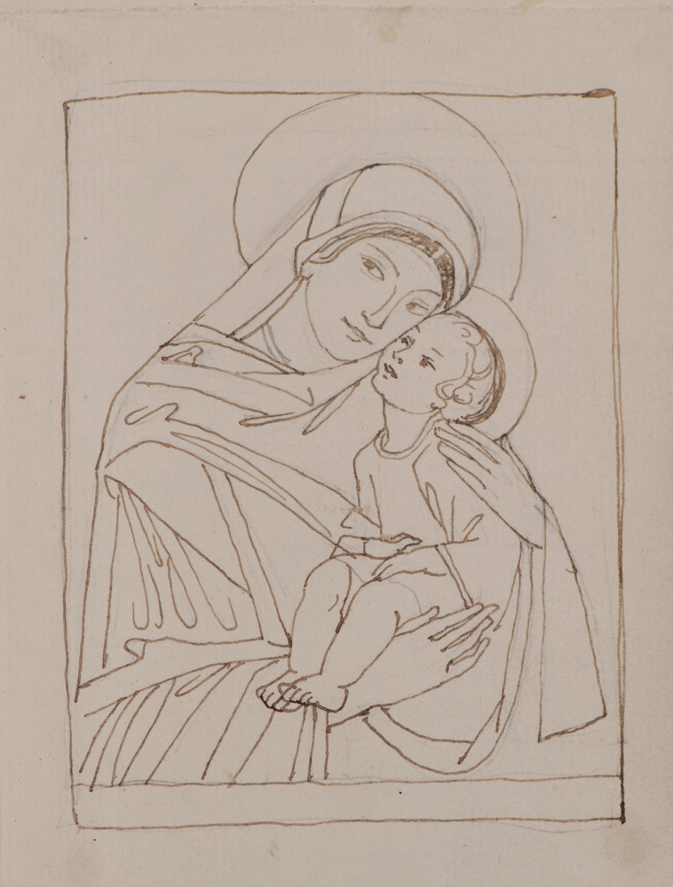 Uden titel [Jomfru og barn] (pen og blæk) af John Duncan