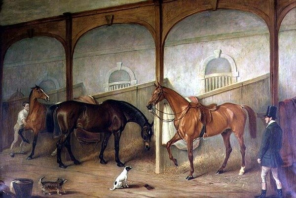 Stabilt interiør (olie på lærred) af John E. Ferneley
