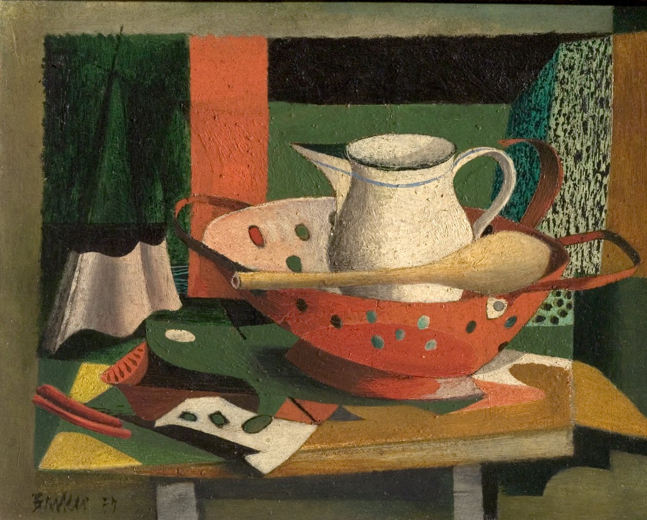 Køkkenstilleben (olie på træ) af John Edward Barker