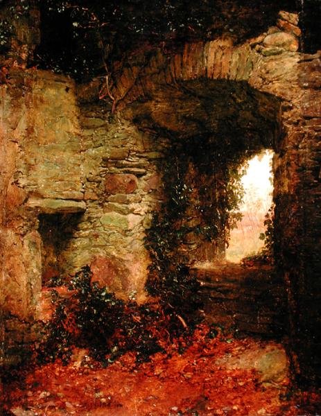 Galloway Keep, ca. 1870 (olie på panel) af John Faed